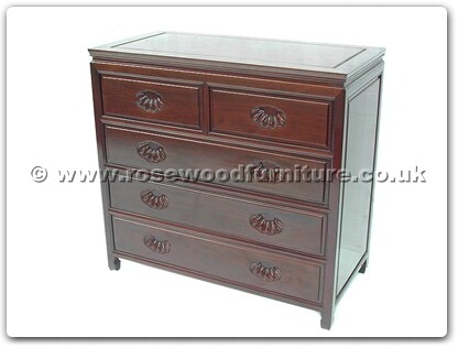 Rosewood Furniture Range  - ff7354ps - Chest of 5 drawers plain design with shell handles