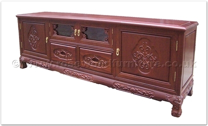Rosewood Furniture Range  - ff80031tv - Blackwood t.v. cabinet - 2 drawers and 4 doors flower carved - carved legs