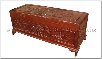 Rosewood Furniture Range  - ffb60chest - Chest flower and bird design - camphorwood lined