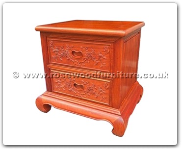 Rosewood Furniture Range  - ffbsideb - Curved legs bedside cabinet full f&b carved w/2 drawers