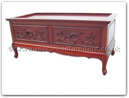 Rosewood Furniture Range  - ffbw2bcof - Black Wood Queen Ann legs coffee table with 2 drawers Bird Design