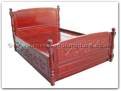 Rosewood Furniture Range  - ffbwpbed - Black wood poster bed with carved fore 54 inch with matress
