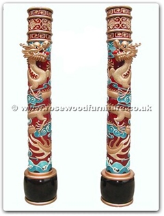 Rosewood Furniture Range  - ffcdragon - Decorative Column Dragon Design - Set of 2 columns