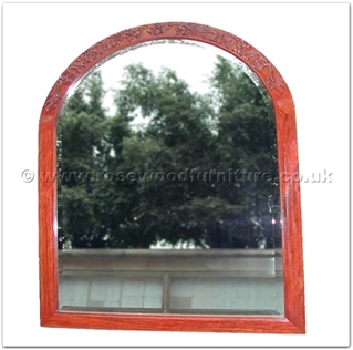 Rosewood Furniture Range  - ffctdmir - Curved Top Wood Frame Bevel Mirror Solid Dragon Carved
