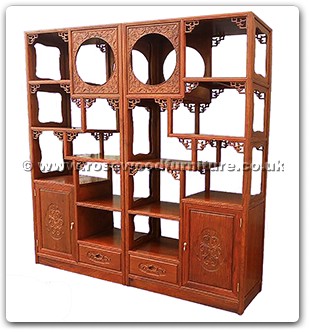 Rosewood Furniture Range  - ffcurcf - Curio cabinet flower design w/2 drawers & 2 doors