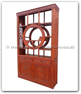 Rosewood Furniture Range  - ffcurcfc - Curio cabinet full carved w/2 doors & 2 drawers