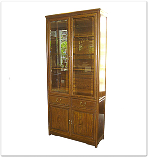Rosewood Furniture Range  - ffcwmbcase - Chicken wing wood ming style bookcase with 2 drawers and 4 doors