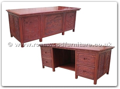 Rosewood Furniture Range  - ffdeskfbsh - Writing desk full f&b & songhe carved w/4 drawers