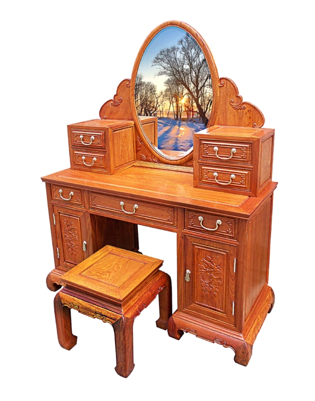 Rosewood Furniture Range  - ffdressgs - dressing table w/carved & stool