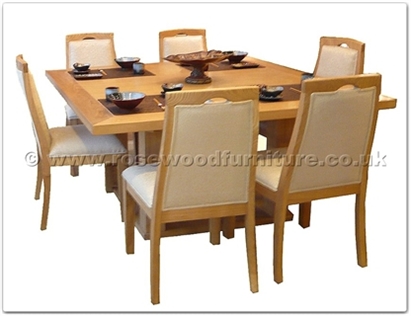 Rosewood Furniture Range  - ffff8006a - Ashwood sq dining table - 6 fabric chairs
