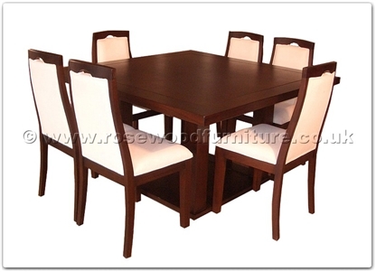 Rosewood Furniture Range  - ffff8006r - Redwood sq dining table - 6 fabric chairs