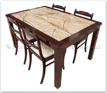 Rosewood Furniture Range  - ffff8011r - Redwood marble top sq dining table - 4 fabric chairs