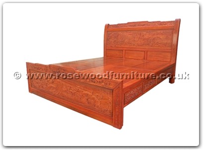 Rosewood Furniture Range  - fffybed4d - King size bed full carved w/4 drawers