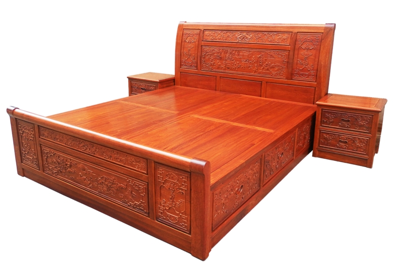 Rosewood Furniture Range  - fffybedg4ds - king size bed full carved w/4 drawers