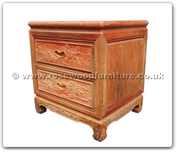 Rosewood Furniture Range  - fffybsidef1 - Bedside cabinet full carved w/2 drawers