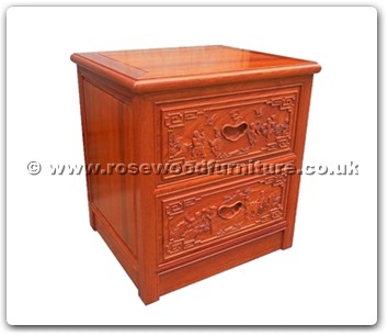 Rosewood Furniture Range  - fffybsidef2 - Bedside cabinet full carved w/2 drawers
