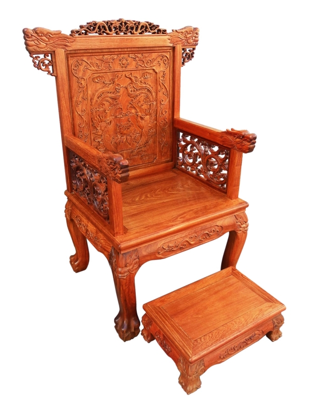Rosewood Furniture Range  - fffychad - tiger legs arm chair dragon design w/foot atand
