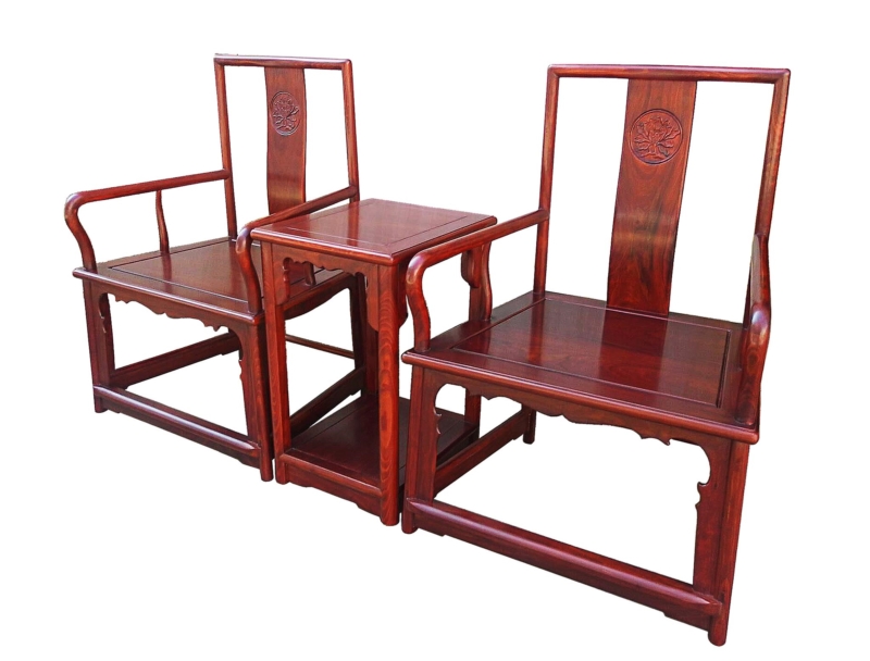 Rosewood Furniture Range  - fffychamcp - ming chair w/peony carved on backset of 3>