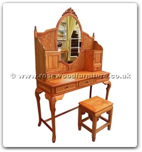Rosewood Furniture Range  - fffydressf - Dressing table french design w/peony & bird carved & stool