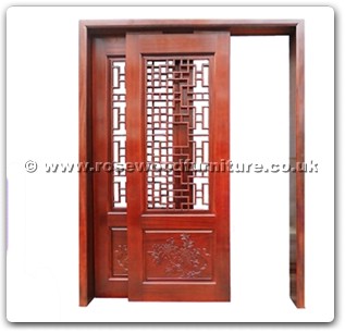 Rosewood Furniture Range  - fffysdpk - Sliding door peony carved w/open key design