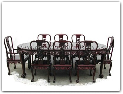 Rosewood Furniture Range  - ffgt96tab - Oval dining table grape design tiger legs with 2+6 chairs