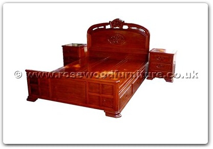 Rosewood Furniture Range  - ffhfb016 - Bed peony design with drawers King