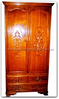 Rosewood Furniture Range  - ffhfc066 - Rosewood Wardrobe with 2 Doors and 3 drawers