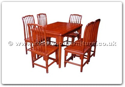 Rosewood Furniture Range  - ffhfd018 - Sq Dining Table Ming Design With 6 Side Chairs Table