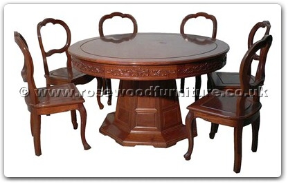Rosewood Furniture Range  - ffhfd059o - Rosewood Extendable Round Dining Table with 8 chairs Open Size include 32 inch lazy Susan