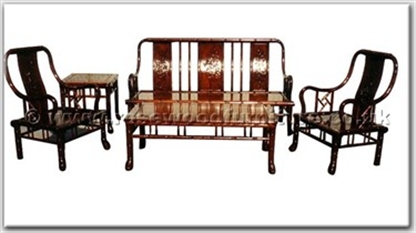 Rosewood Furniture Range  - ffhfl024 - Rosewood Sofa Set Bamboo Design 5Pcsith SetExcluding Cushion Couch