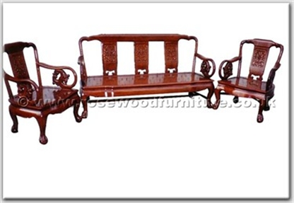 Rosewood Furniture Range  - ffhfl029 - Rosewood Sofa Set 5 Pcsith Set-Carved Design and Tiger Leg