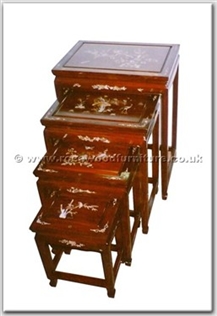Rosewood Furniture Range  - ffhfl125 - Rosewood Nest Table 4Pcsith Set with Mother of Pearl Inlay