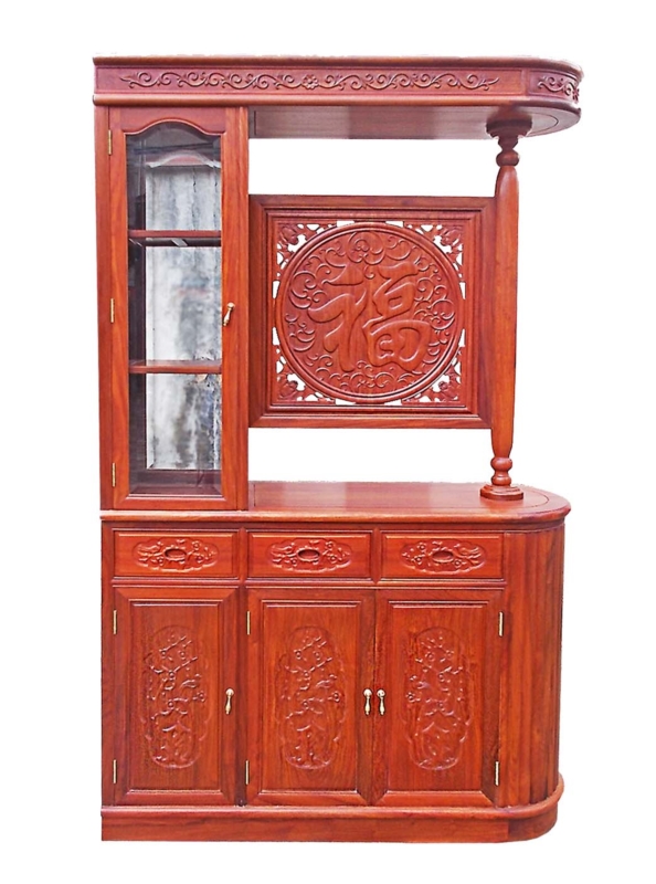 Rosewood Furniture Range  - ffhordib - half oval shape room divider f&b carved w/3 doors & 3 drawers