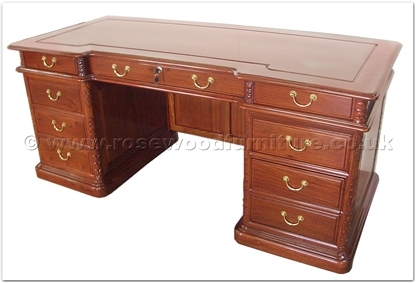 Rosewood Furniture Range  - ffinvedesk - Executive office desk - 8 drawers - flower carved column