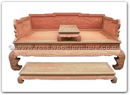 Rosewood Furniture Range  - fflhbfc - Luohan bed full carved w/separate stool on top & foot stand