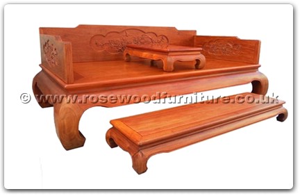 Rosewood Furniture Range  - fflhbpb - Luohan bed peony & bird carved w/separate stool on top & foot stand