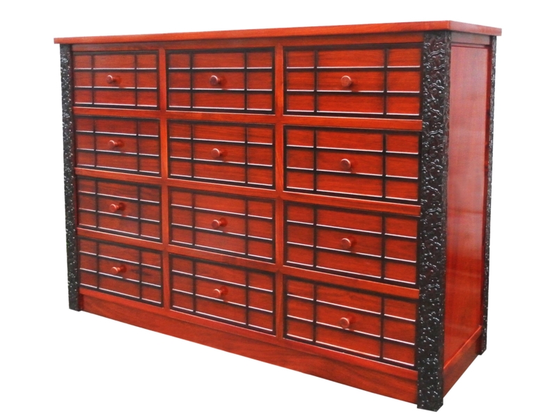 Rosewood Furniture Range  - fflz12chest - chest of 12 drawers ganoderma design