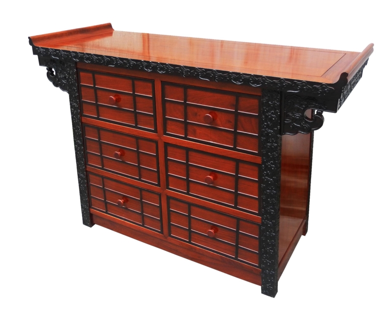 Rosewood Furniture Range  - fflz6alt - altar style chest of 6 drawers ganoderma design