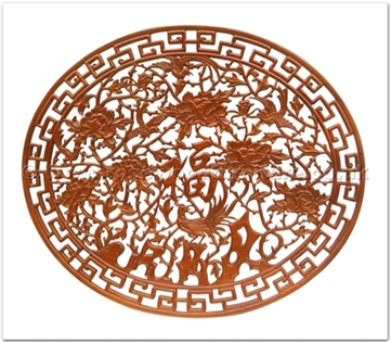 Rosewood Furniture Range  - ffpfscreen - Oval screen - open peony - bird carved