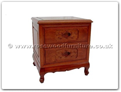 Rosewood Furniture Range  - ffqcbside - Queen Ann Legs Bedside Cabinet With 2 Carved Drawers