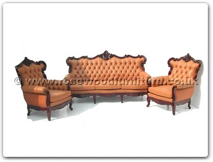 Rosewood Furniture Range  - ffqglsofa3seater - Queen Ann legs leather sofa 3 seater