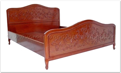 Rosewood Furniture Range  - ffqqccbed - Queen Size Queen Ann Legs Curved Top Bed With Carved