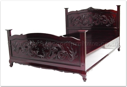 Rosewood Furniture Range  - ffqqfdbed - Queen Ann Legs Queen Size Bed Full Dragon Design