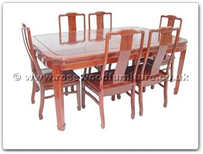 Rosewood Furniture Range  - ffr71din - Round corner sliding top dining with 6 side chairs plain design