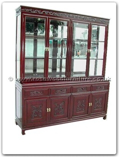 Rosewood Furniture Range  - ffrd72hut - Buffet dragon design with top with spot light and mirror back set of 2