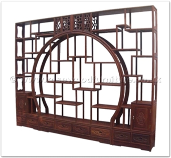 Rosewood Furniture Range  - ffrdivfc - Room divider cabinet flower carved withcurio cabinet