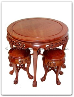 Rosewood Furniture Range  - ffrdt36din - Round table dragon design tiger legs with 4 stools