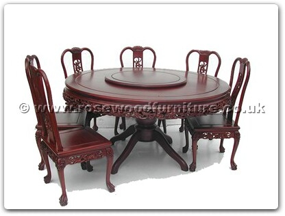 Rosewood Furniture Range  - ffrdt60tab - Round pedestal leg table dragon design with 8 side chairs dragon design tiger legs, with 30 inchlazy susan