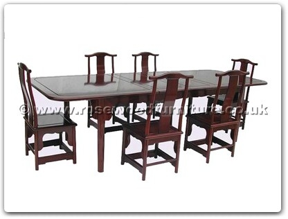 Rosewood Furniture Range  - ffrmtabo - Round Corner Ming Style Dining Table With 6 Chairs