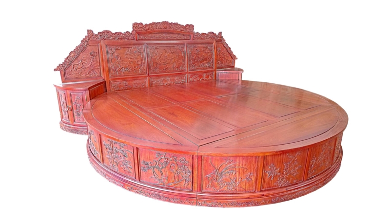 Rosewood Furniture Range  - ffroubed - round bed full carved